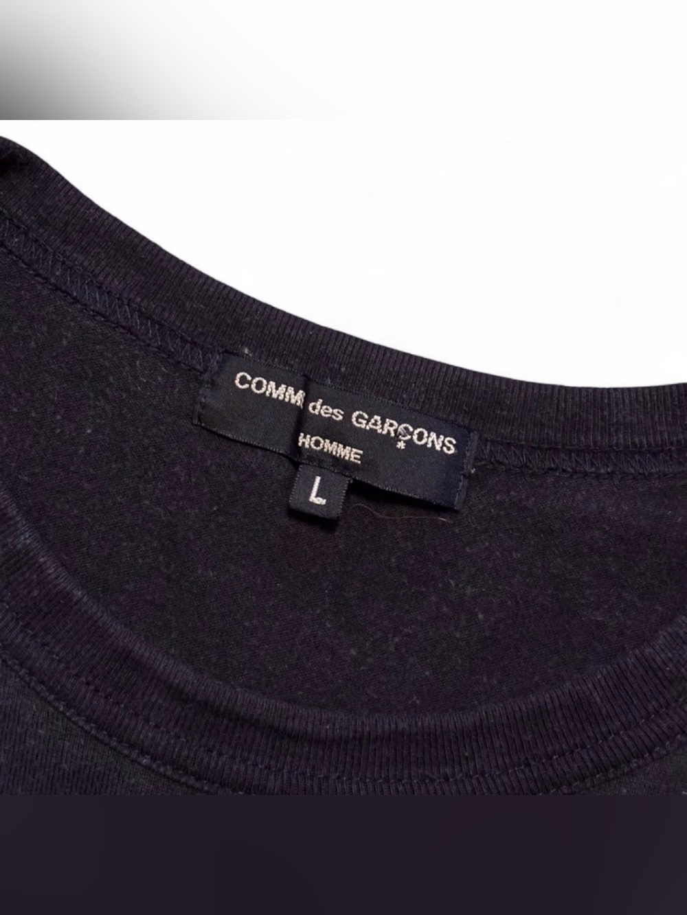 Comme des Garçons Homme Long Sleeve Crew Tee with Chest Pocket in Navy Blue